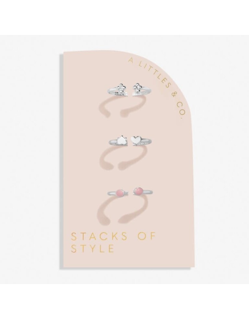 A Littles & Co. Stacks Of Style Pink Enamel Set of 3 Rings