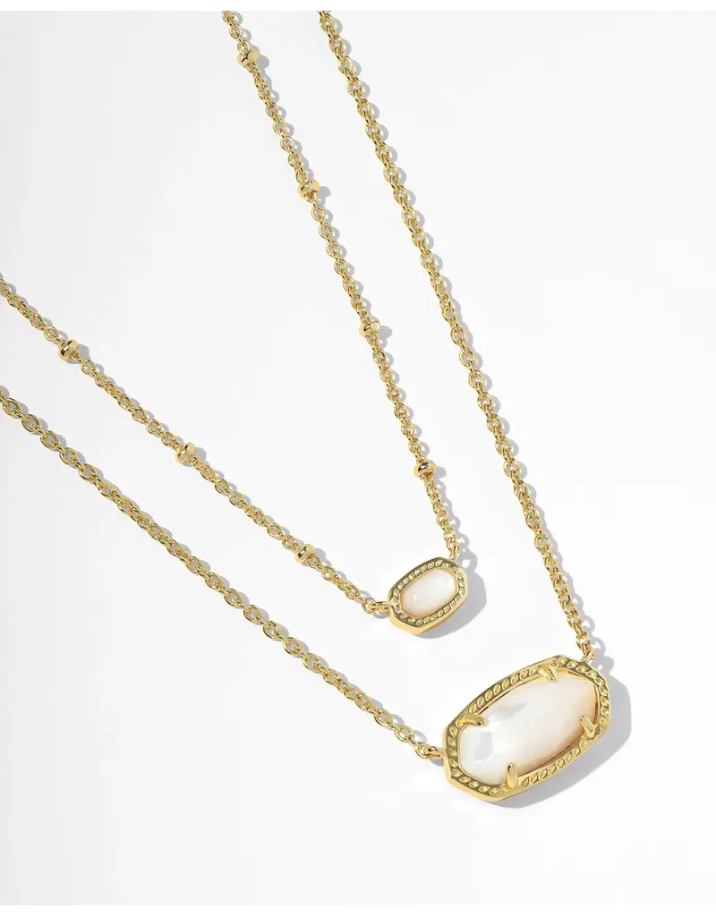 Kendra Scott Mini Elisa Satellite Pendant Necklace Gold Ivory MOP