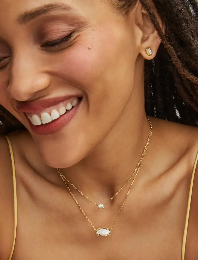 Kendra Scott Mini Elisa Satellite Pendant Necklace Gold Ivory MOP