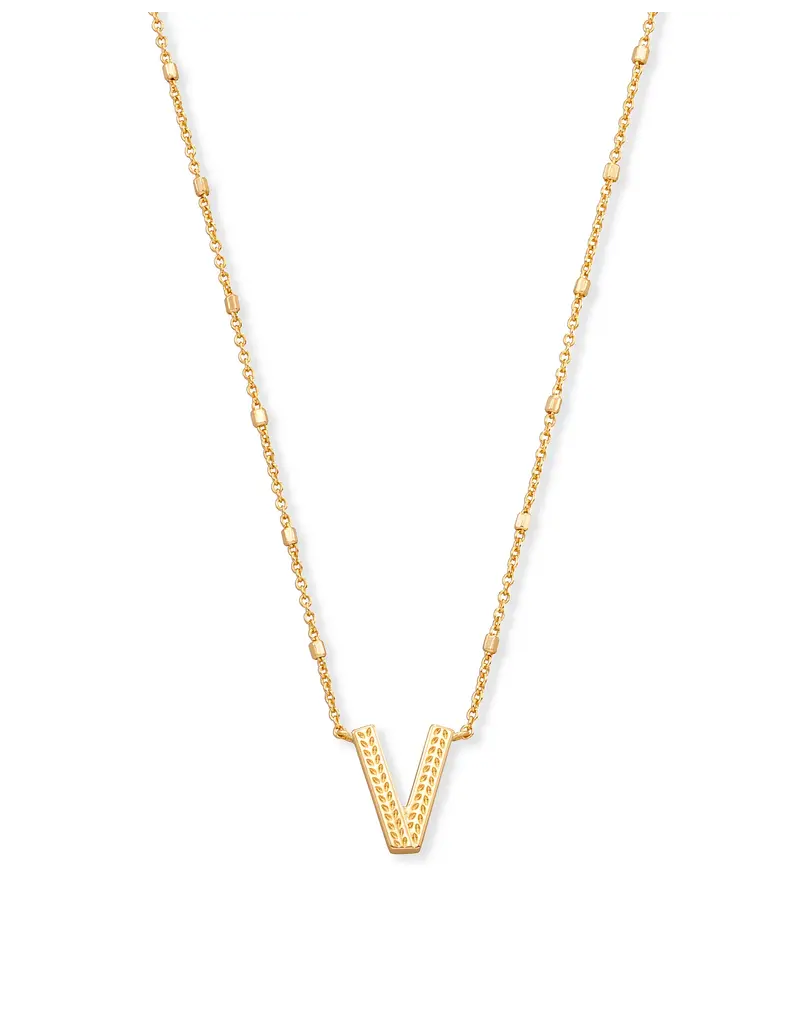 Kendra Scott Letter V Pendant Necklace Gold