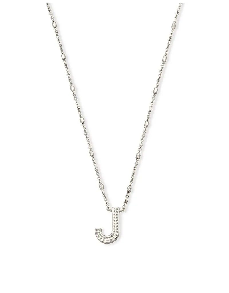 Kendra Scott Letter J Pendant Necklace Rhodium