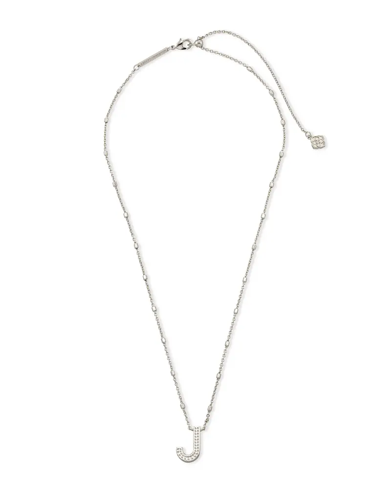 Kendra Scott Letter J Pendant Necklace Rhodium