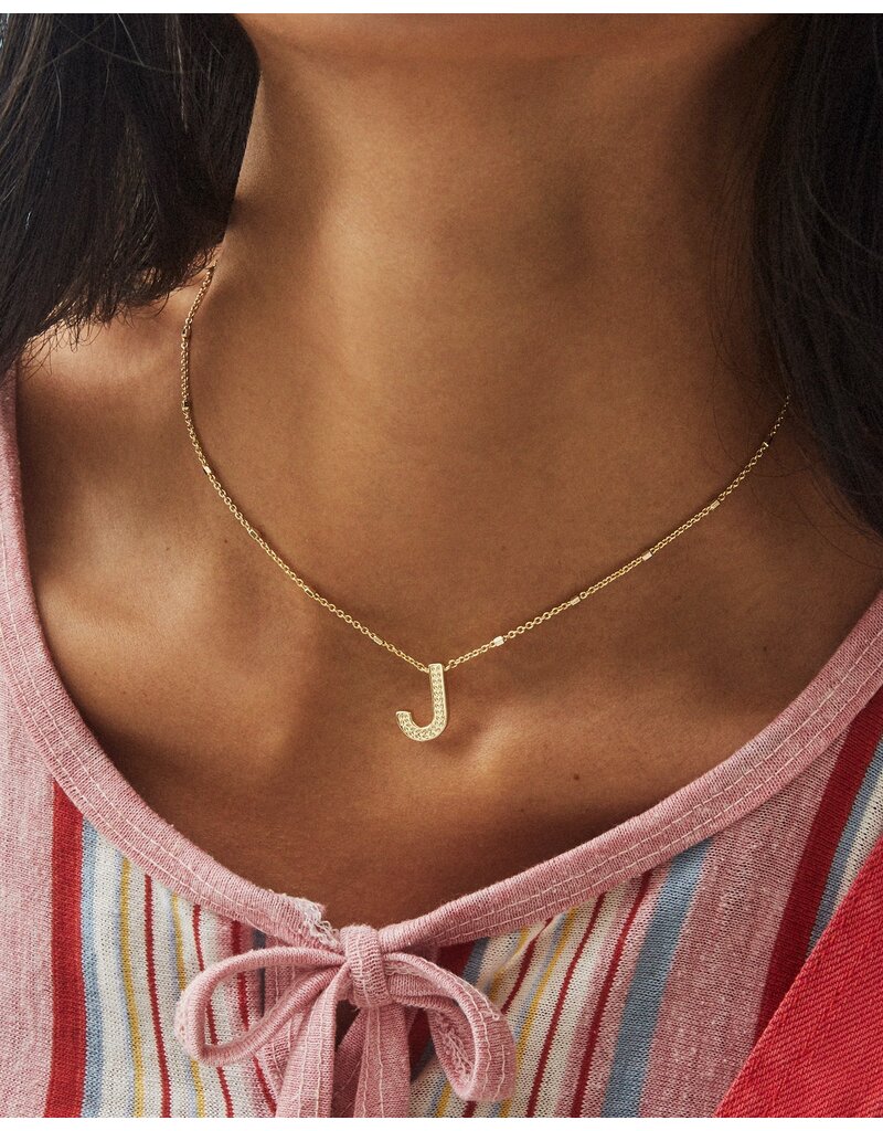 Kendra Scott Letter J Pendant Necklace Rhodium