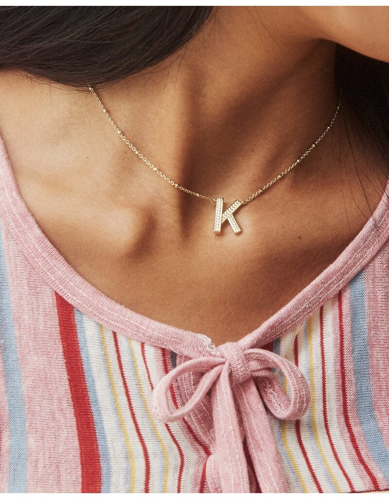 Kendra Scott Letter K Pendant Necklace Rhodium