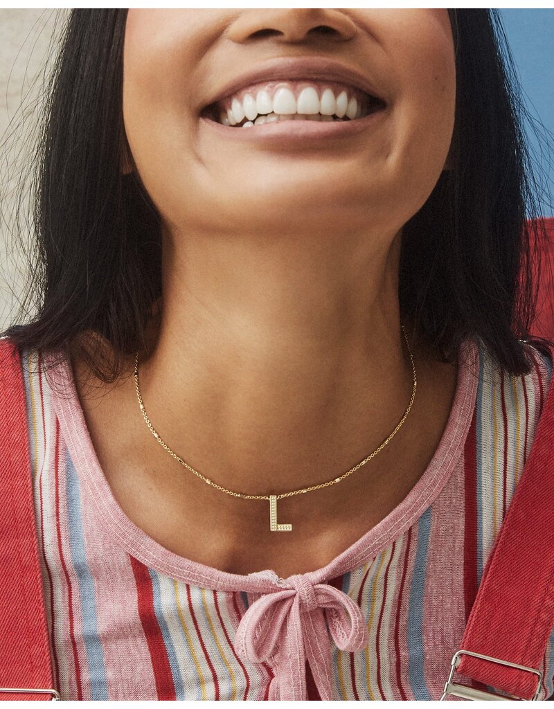 Kendra Scott Letter L Pendant Necklace Rhodium