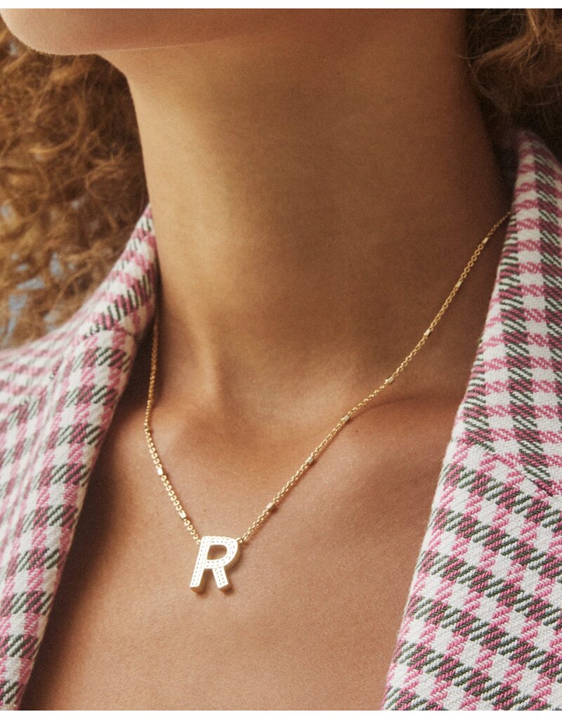 Kendra Scott Letter R Pendant Necklace Rhodium