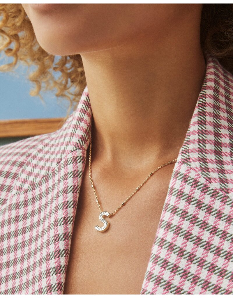 Kendra Scott Letter S Pendant Necklace Rhodium