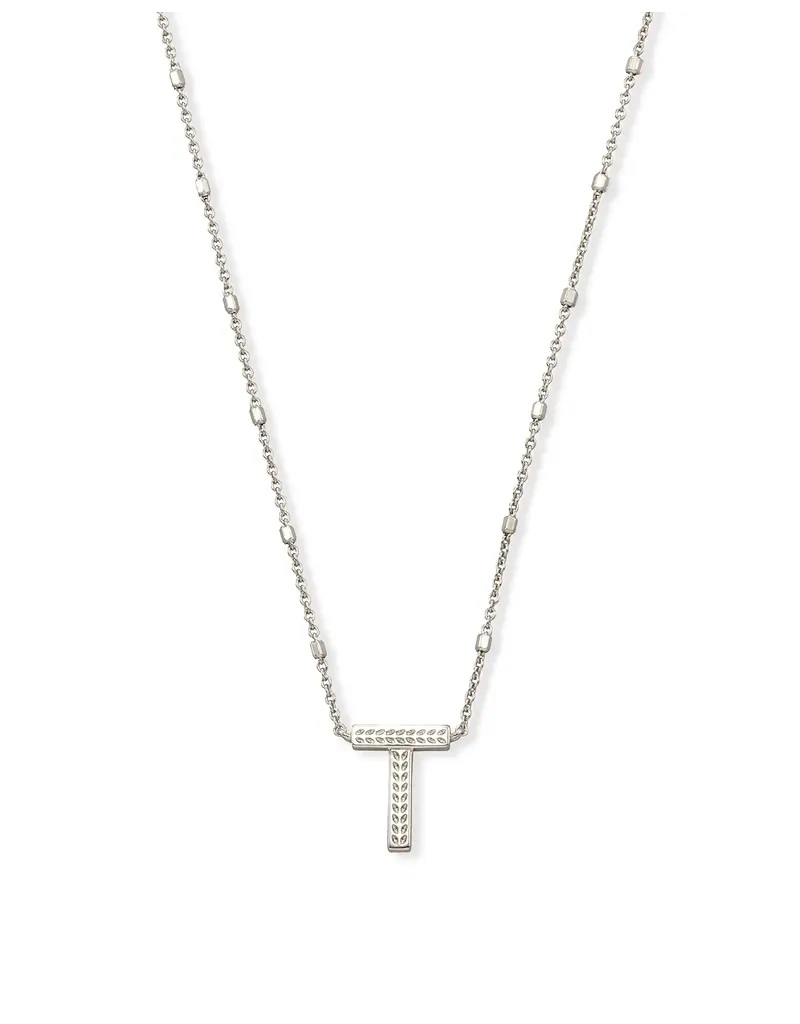 Kendra Scott Letter T Pendant Necklace Rhodium