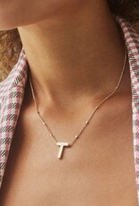 Kendra Scott Letter T Pendant Necklace Rhodium