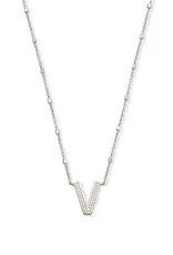 Kendra Scott Letter V Pendant Necklace Rhodium