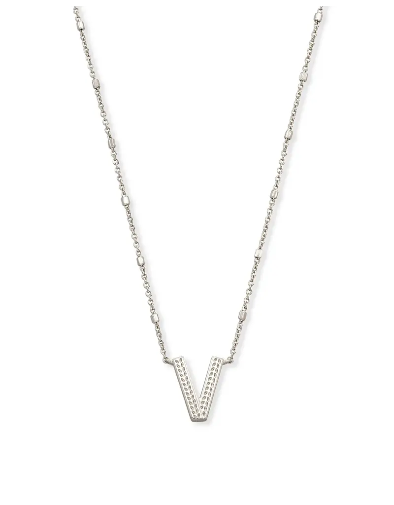 Kendra Scott Letter V Pendant Necklace Rhodium