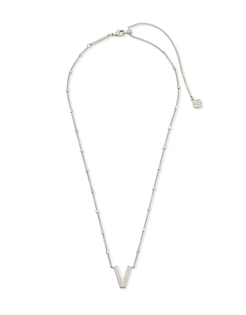 Kendra Scott Letter V Pendant Necklace Rhodium