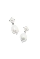 Kendra Scott Eve Drop Earrings Rhodium White Pearl