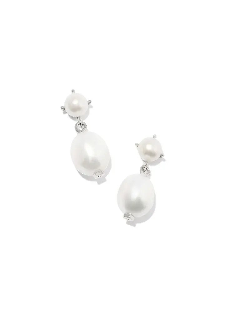 Kendra Scott Eve Drop Earrings Rhodium White Pearl
