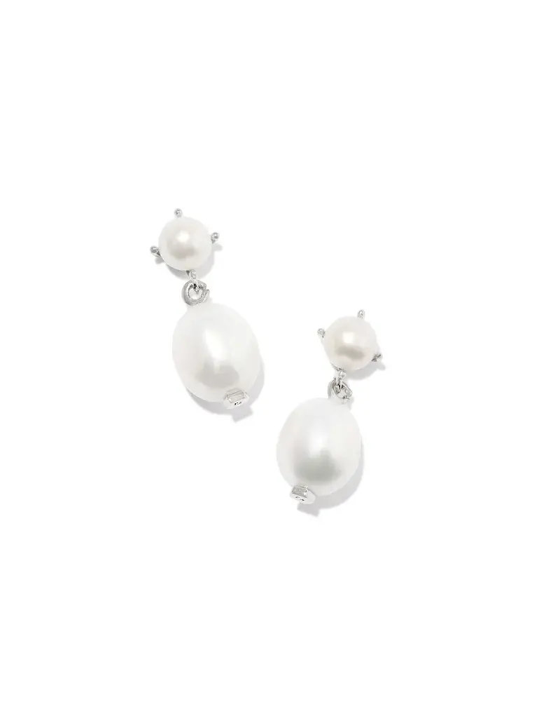 Kendra Scott Eve Drop Earrings Rhodium White Pearl