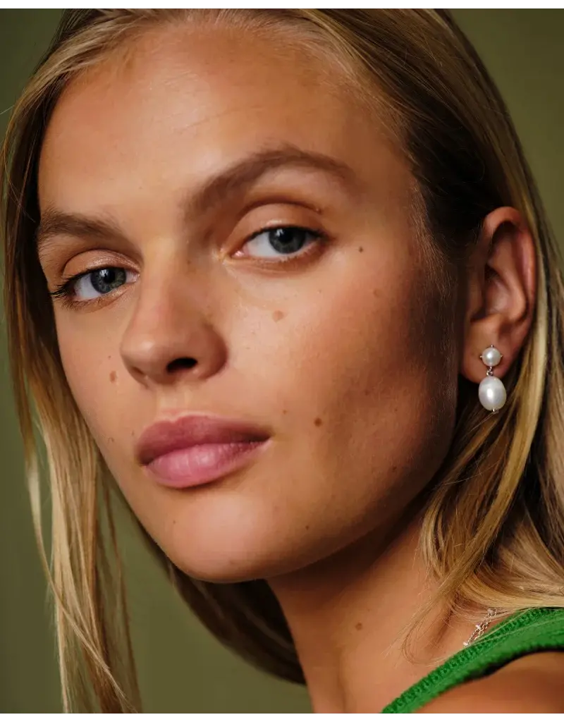 Kendra Scott Eve Drop Earrings Rhodium White Pearl