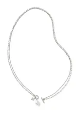 Kendra Scott Eve Chain Multi Strand Necklace Rhodium White Pearl