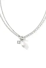 Kendra Scott Eve Chain Multi Strand Necklace Rhodium White Pearl