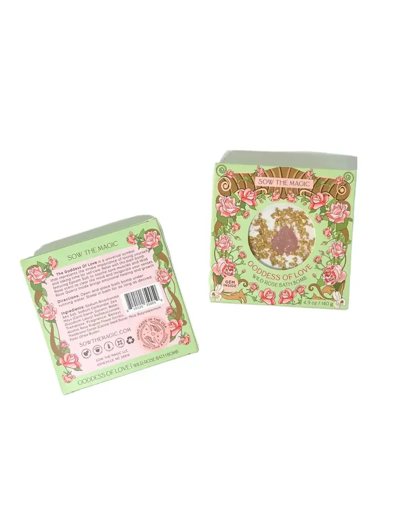 Sow the Magic Goddess of Live Wild Rose Bath Bomb with Rose Quartz