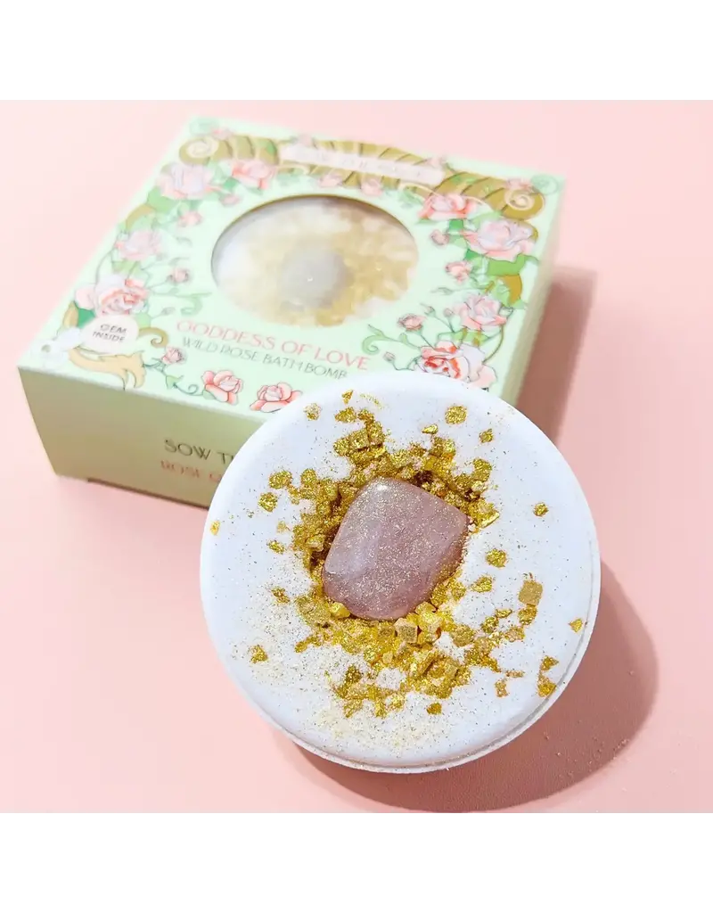 Sow the Magic Goddess of Live Wild Rose Bath Bomb with Rose Quartz