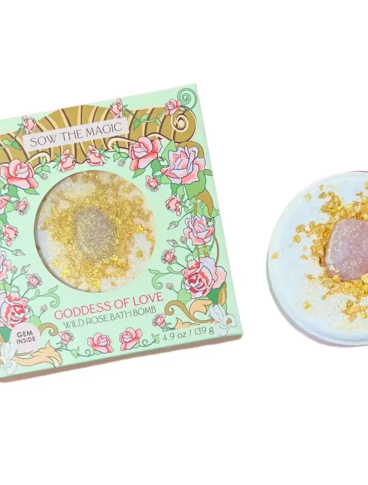 Sow the Magic Goddess of Live Wild Rose Bath Bomb with Rose Quartz