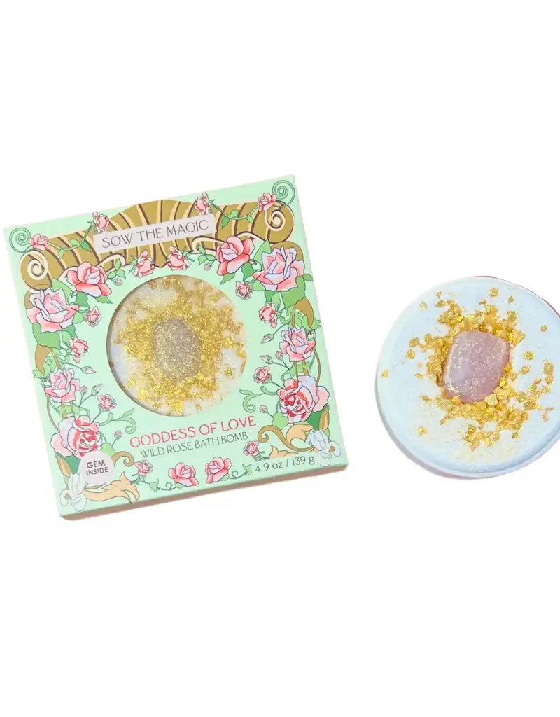 Sow the Magic Goddess of Live Wild Rose Bath Bomb with Rose Quartz