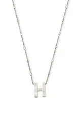 Kendra Scott Letter H Pendant Necklace Rhodium Metal