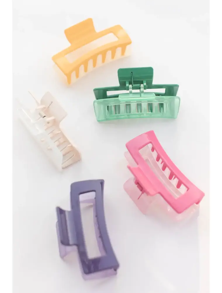 Space 46 Wholesale Two Tone Rectangle Hair Clip (pink)