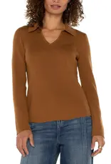Liverpool Long Sleeve V-neck Collared Sweater
