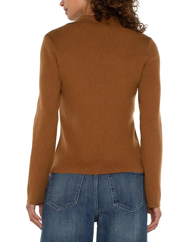 Liverpool Long Sleeve V-neck Collared Sweater
