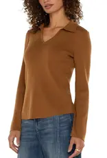 Liverpool Long Sleeve V-neck Collared Sweater