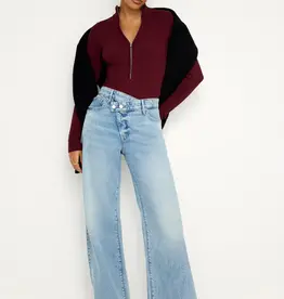 Good American Good Ease Relaxed with Double Button Crossover Waistband
