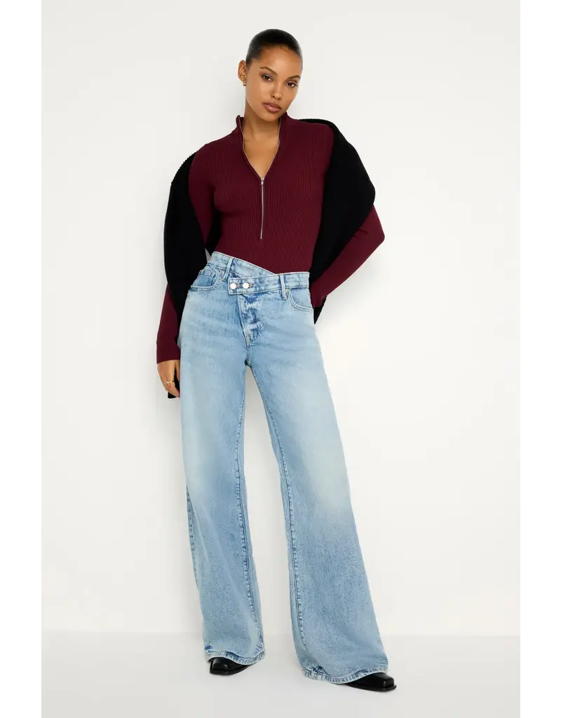 Good American Good Ease Relaxed with Double Button Crossover Waistband
