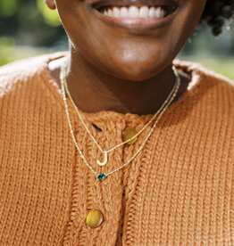 Kendra Scott Cailin Gold Pendant Necklace in Green Crystal