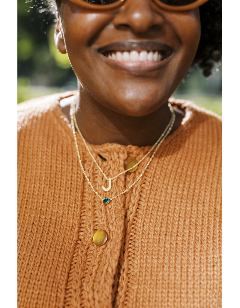 Kendra Scott Cailin Gold Pendant Necklace in Green Crystal