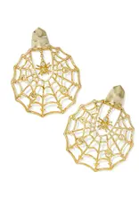 Kendra Scott Spider Web Statement Earrings Gold White Crystal