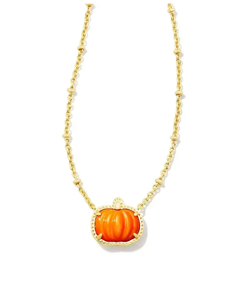 Kendra Scott Pumpkin Short Pendant Necklace Gold Orange MOP