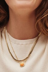 Kendra Scott Pumpkin Short Pendant Necklace Gold Orange MOP