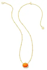 Kendra Scott Pumpkin Short Pendant Necklace Gold Orange MOP