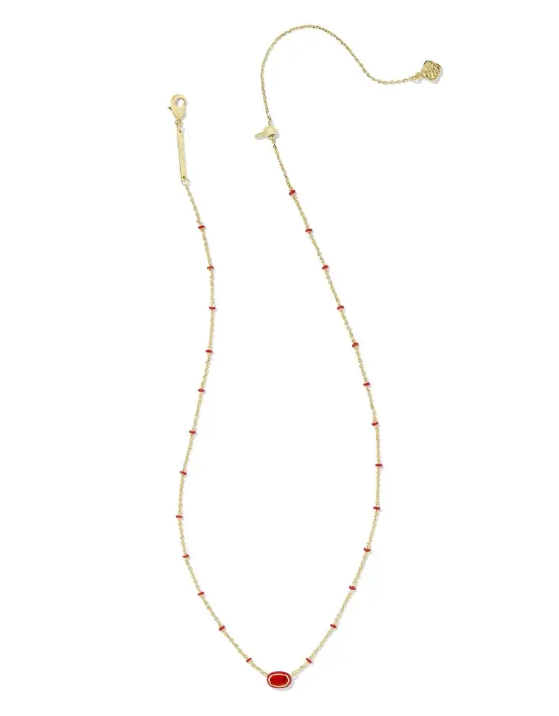 Kendra Scott Mini Elisa Enamel Frame Pendant Gold Red Illusion