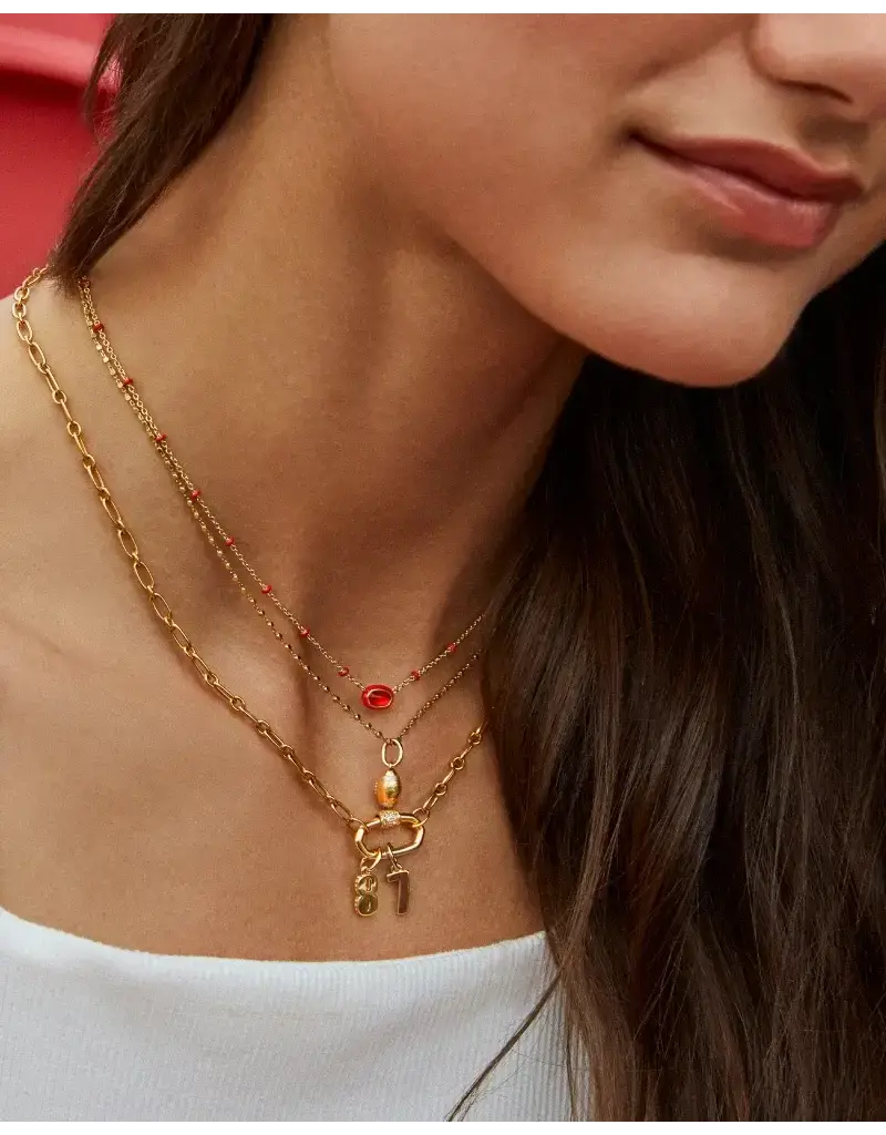 Kendra Scott Mini Elisa Enamel Frame Pendant Gold Red Illusion