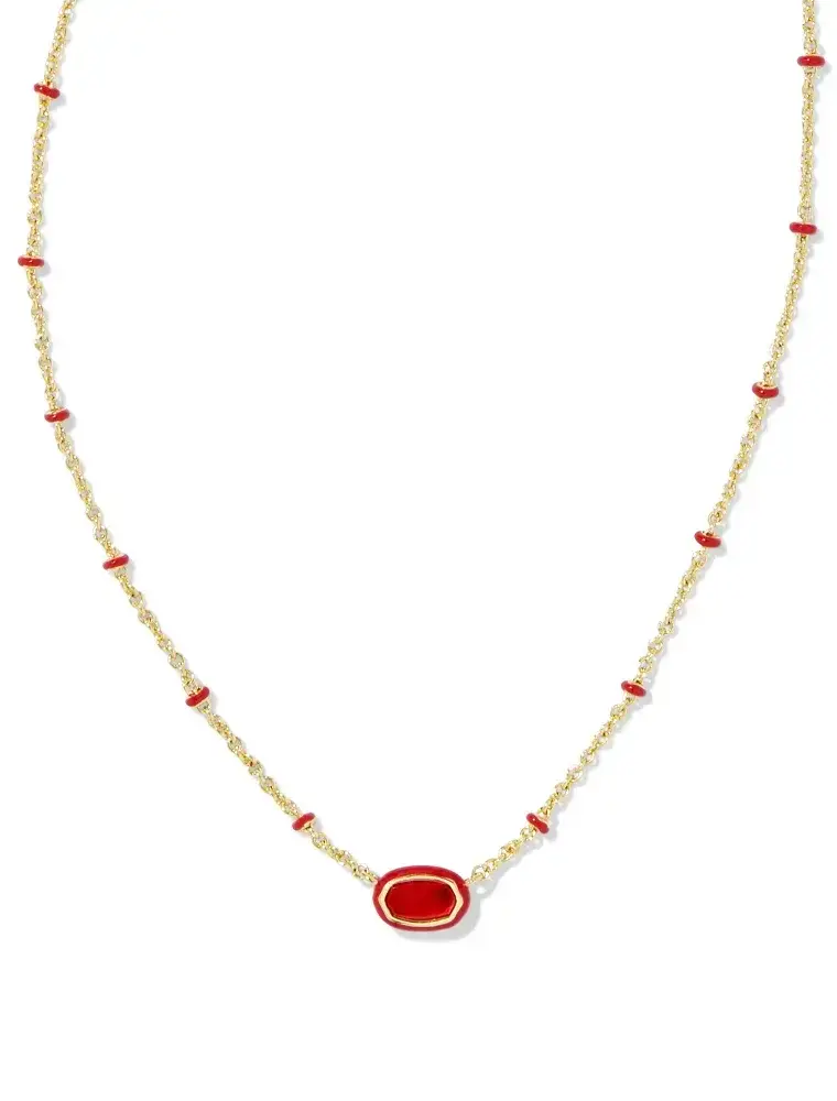 Kendra Scott Mini Elisa Enamel Frame Pendant Gold Red Illusion