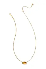 Kendra Scott Elisa Bamboo Frame Pendant Necklace Gold Marbled Amber Illusion
