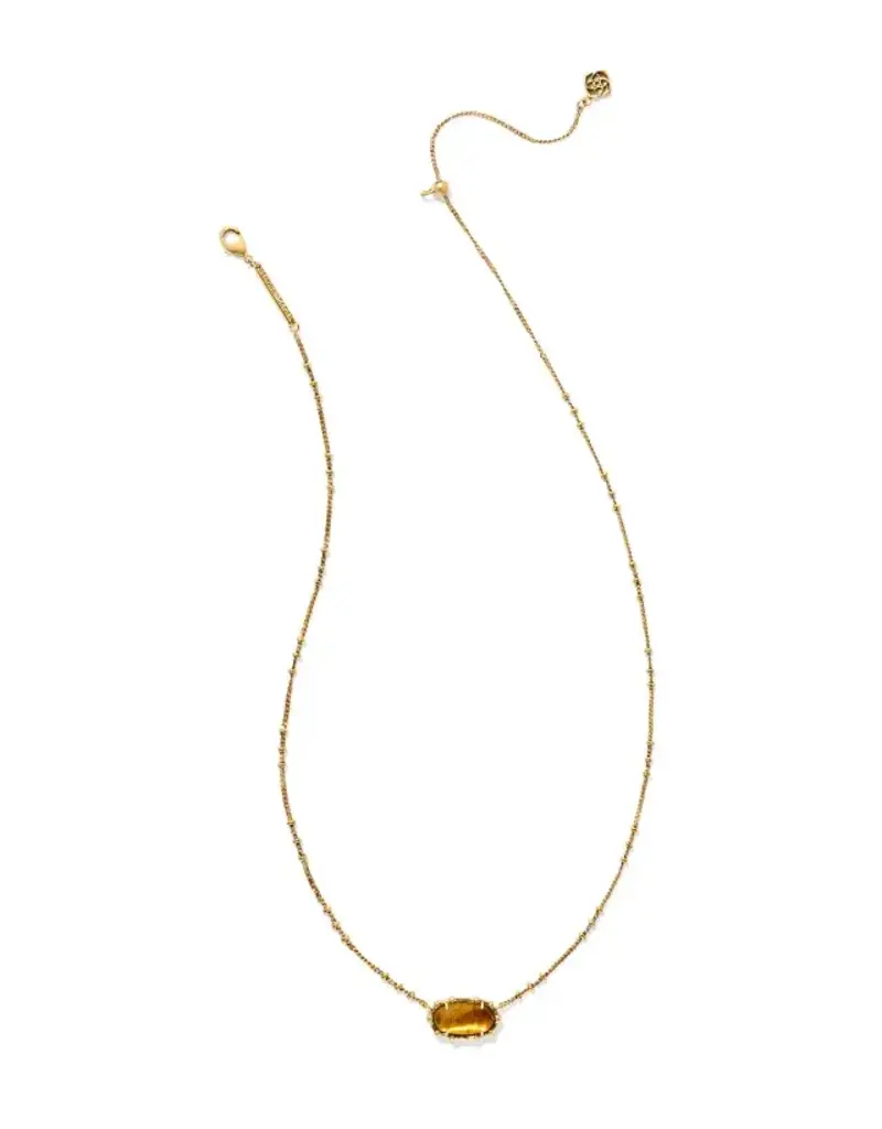 Kendra Scott Elisa Bamboo Frame Pendant Necklace Gold Marbled Amber Illusion