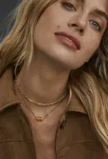Kendra Scott Elisa Bamboo Frame Pendant Necklace Gold Marbled Amber Illusion