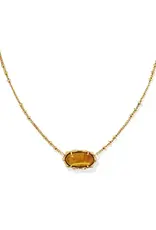 Kendra Scott Elisa Bamboo Frame Pendant Necklace Gold Marbled Amber Illusion