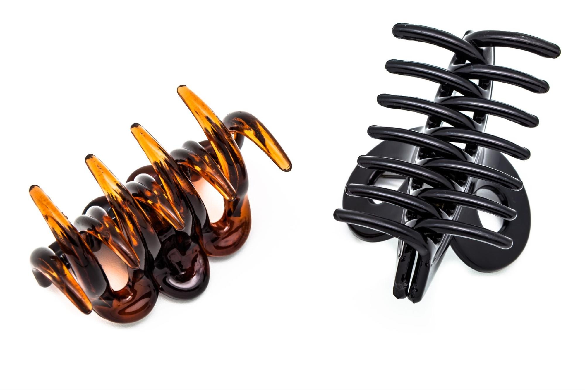 Two hair clips against a white background.