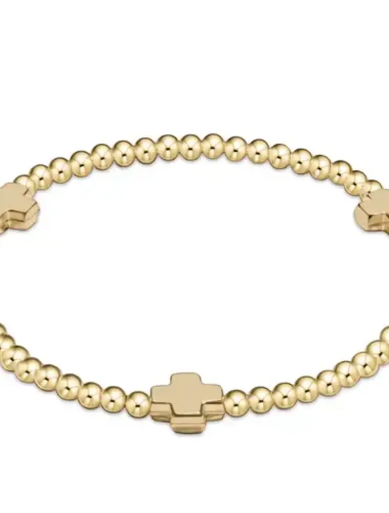 ENEWTON Signature Cross Gold 3MM Bead Bracelet