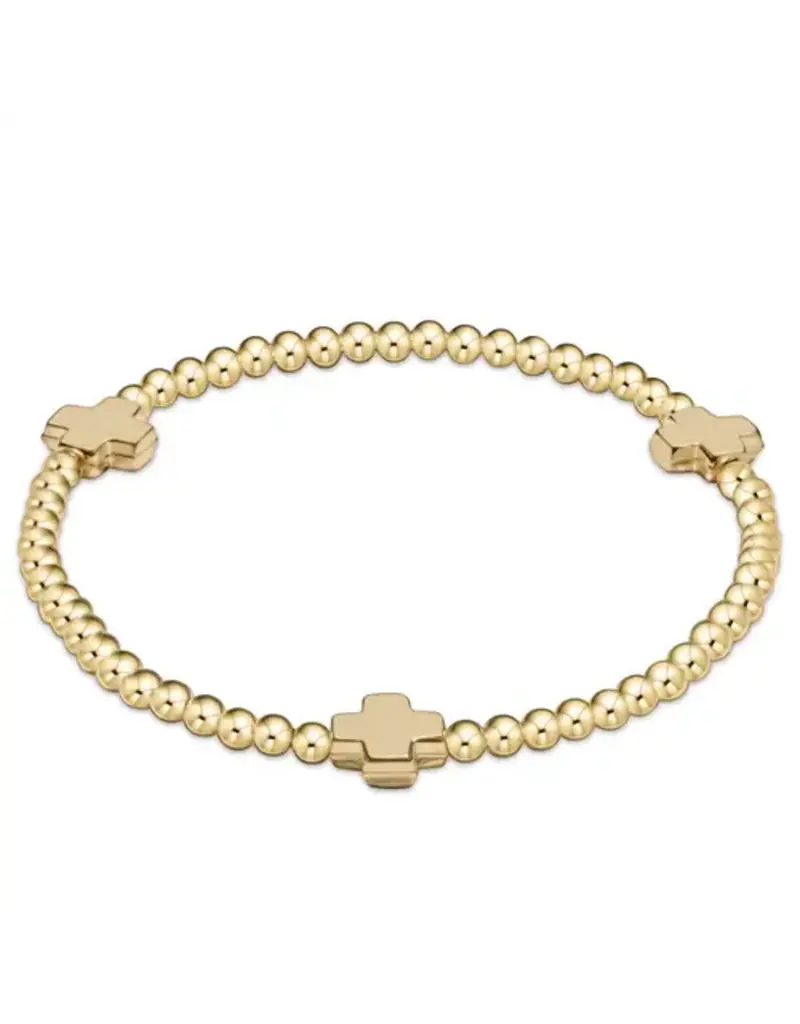 ENEWTON Signature Cross Gold 3MM Bead Bracelet