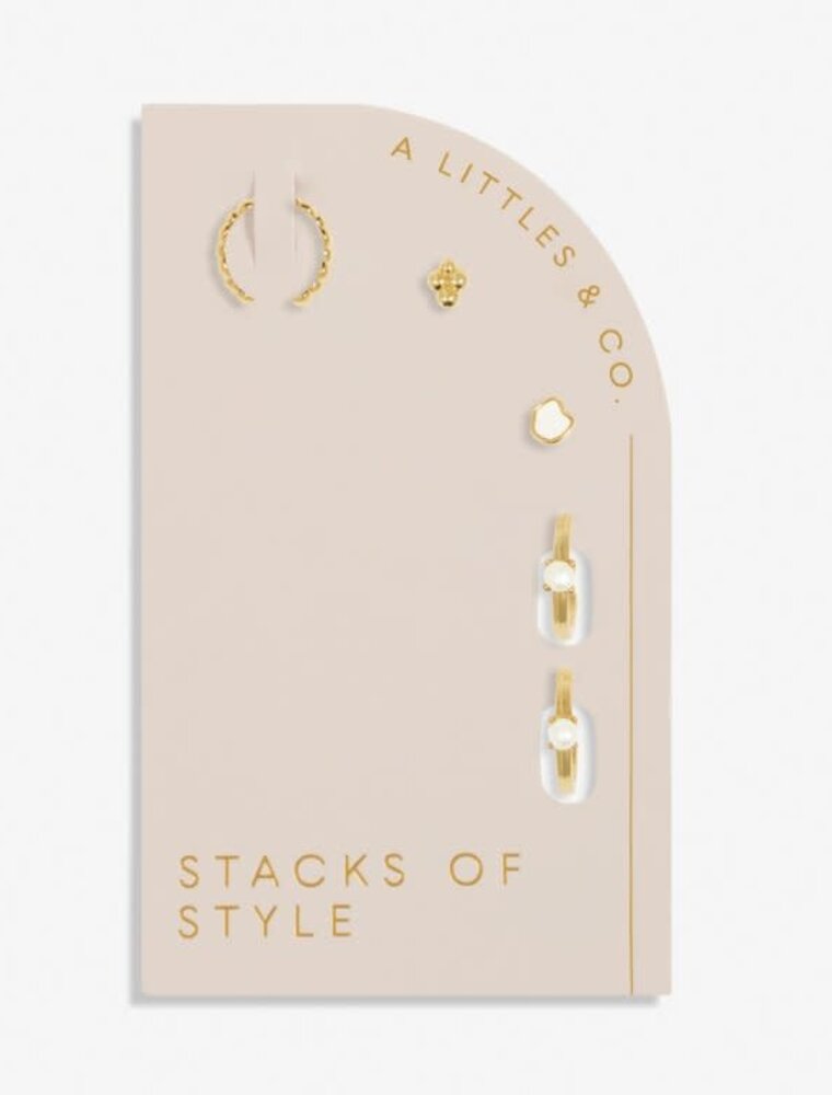 A Littles & Co. Stacks of Style White Pearl Set of Earrings
